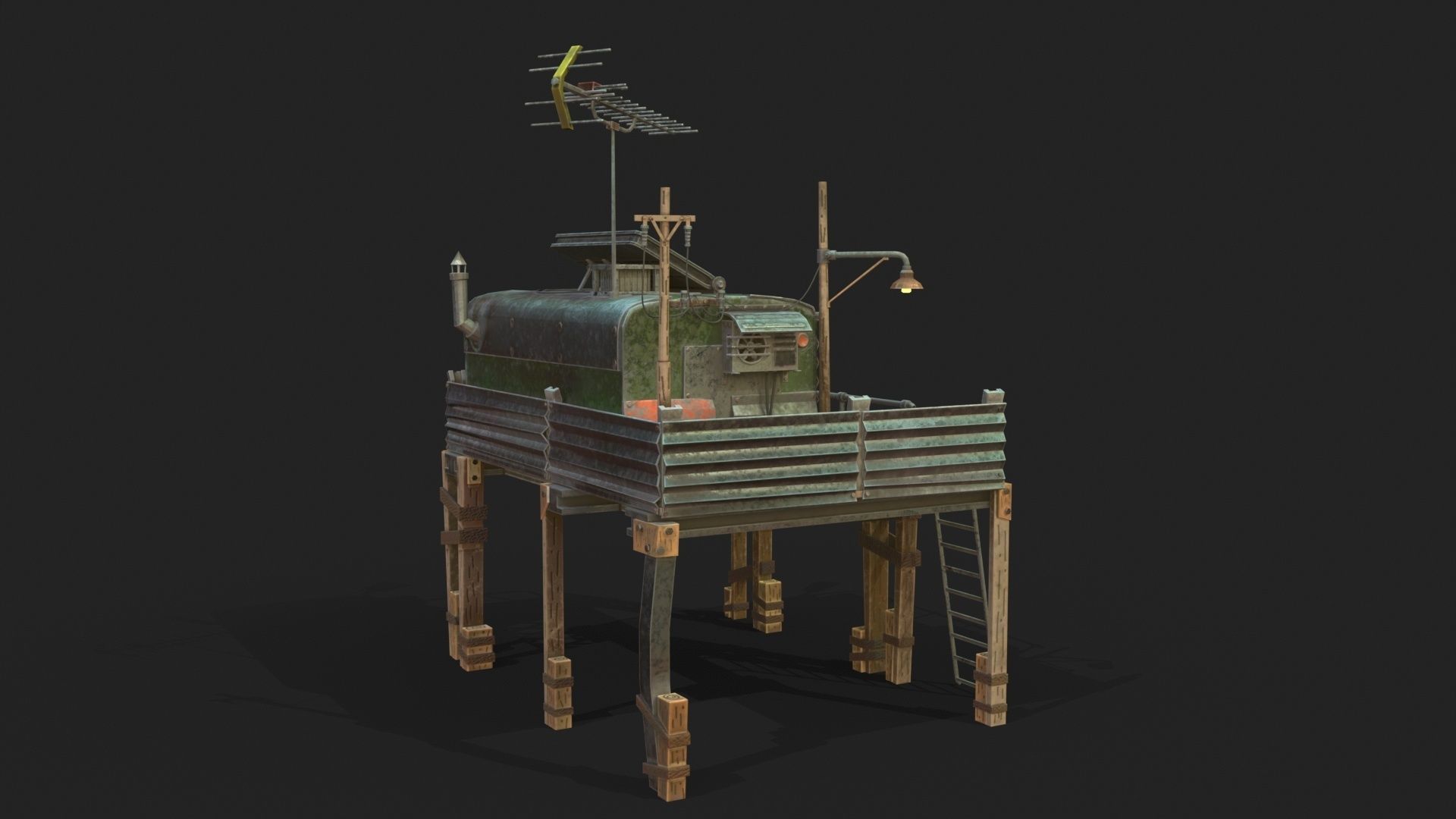 Metal Shack Low-poly 3D model_6