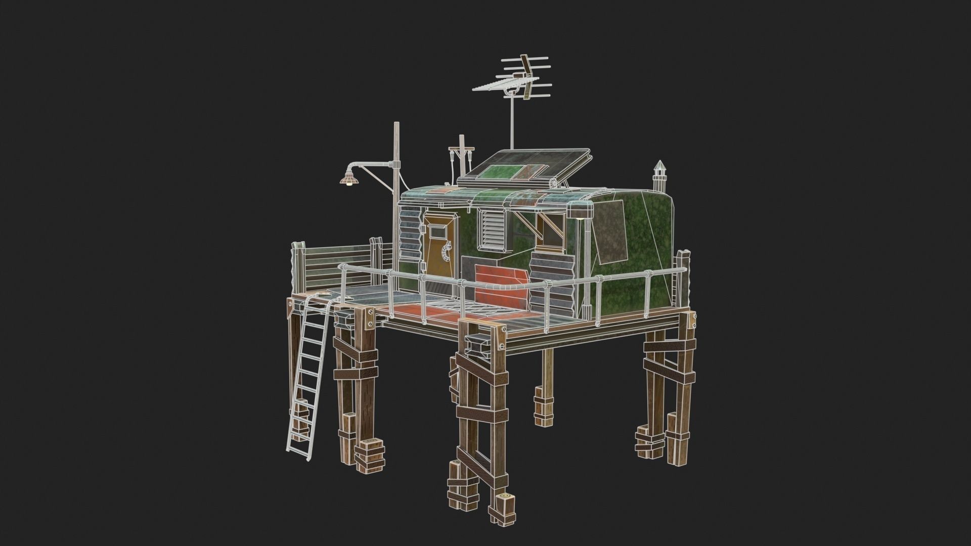 Metal Shack Low-poly 3D model_11