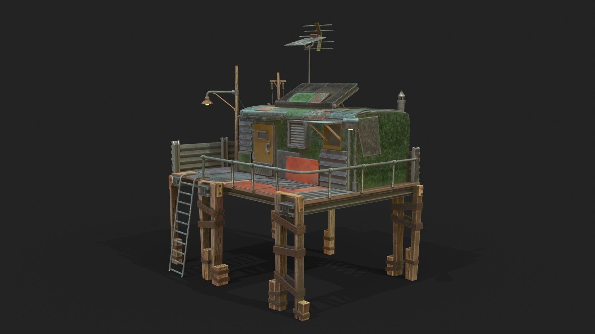 Metal Shack Low-poly 3D model_2