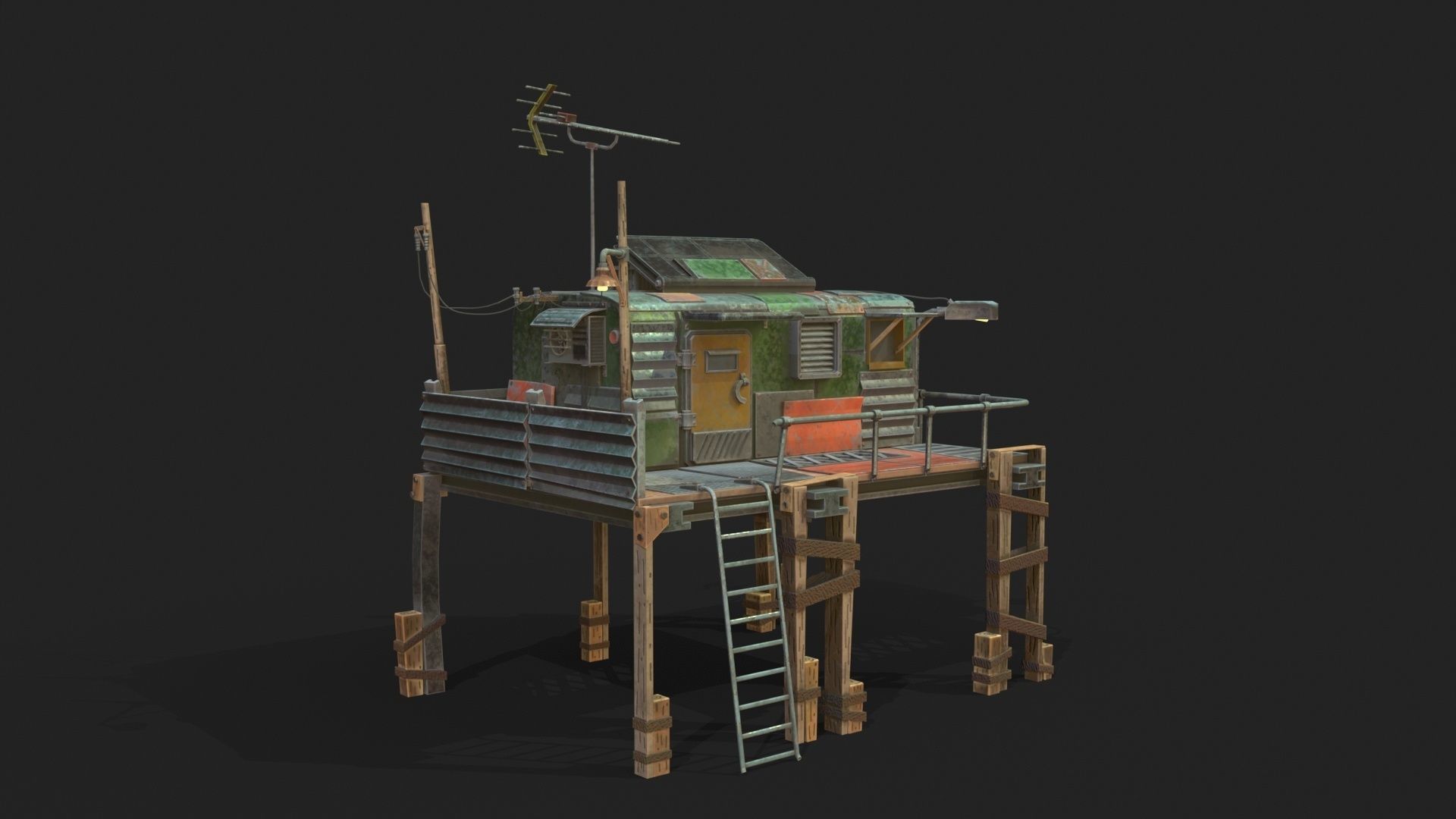Metal Shack Low-poly 3D model_8