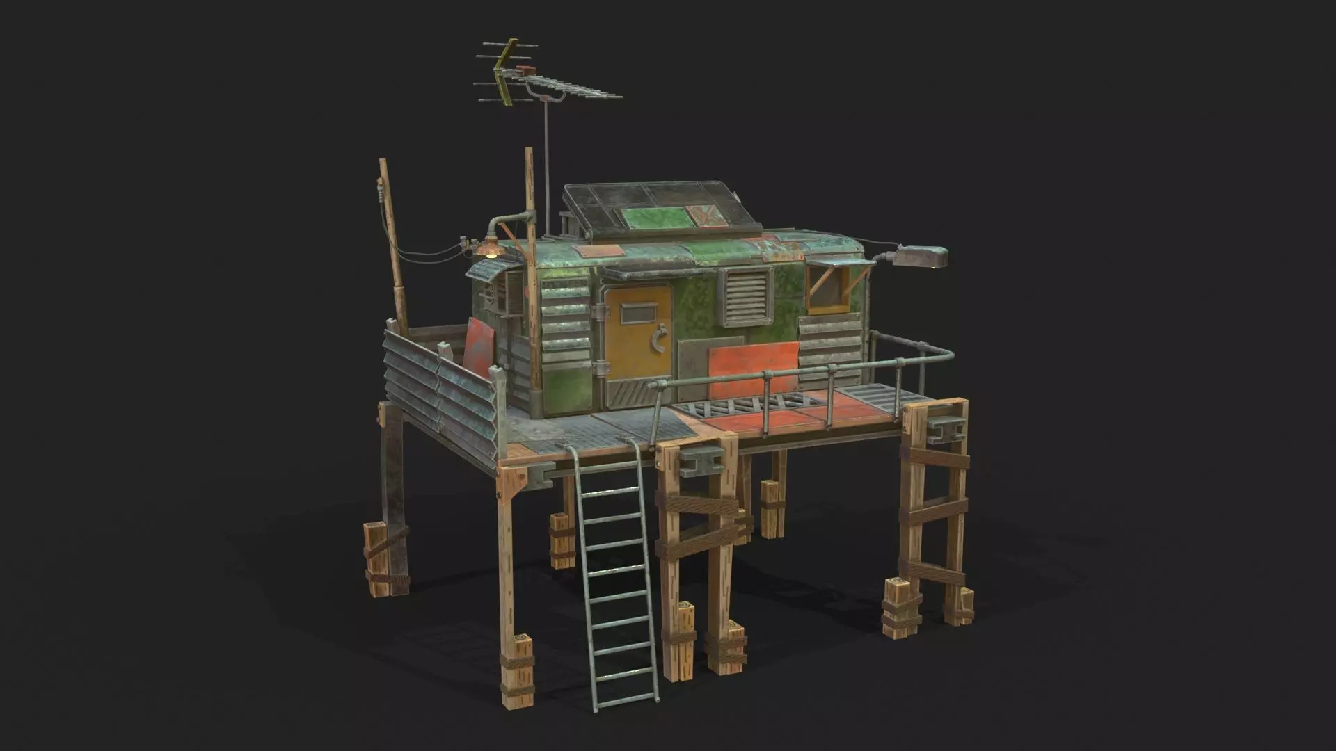Metal Shack Low-poly 3D model_0