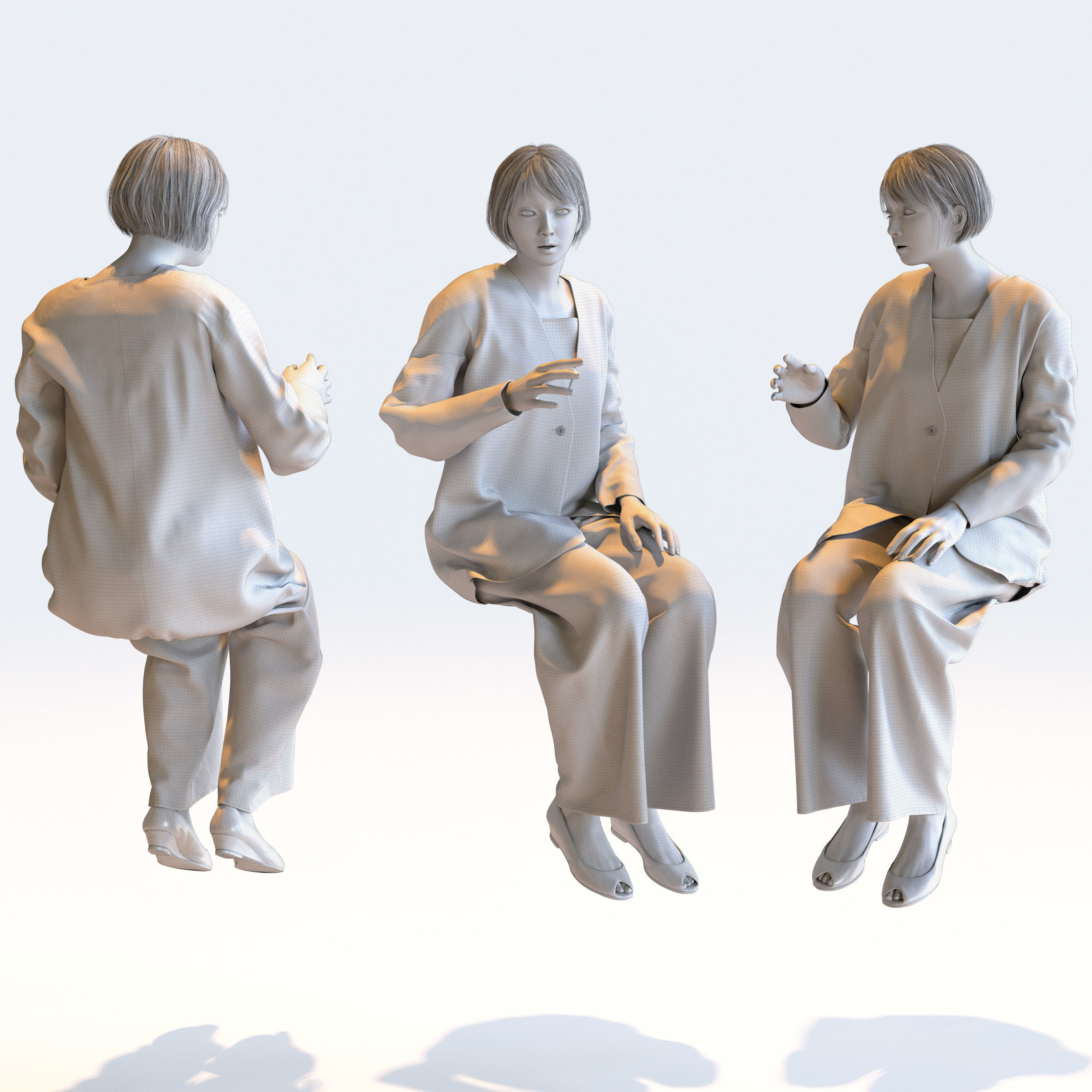 Posed Asian Smart Casual Woman - 5 Pack 5 - S1-F5H 3D model_9