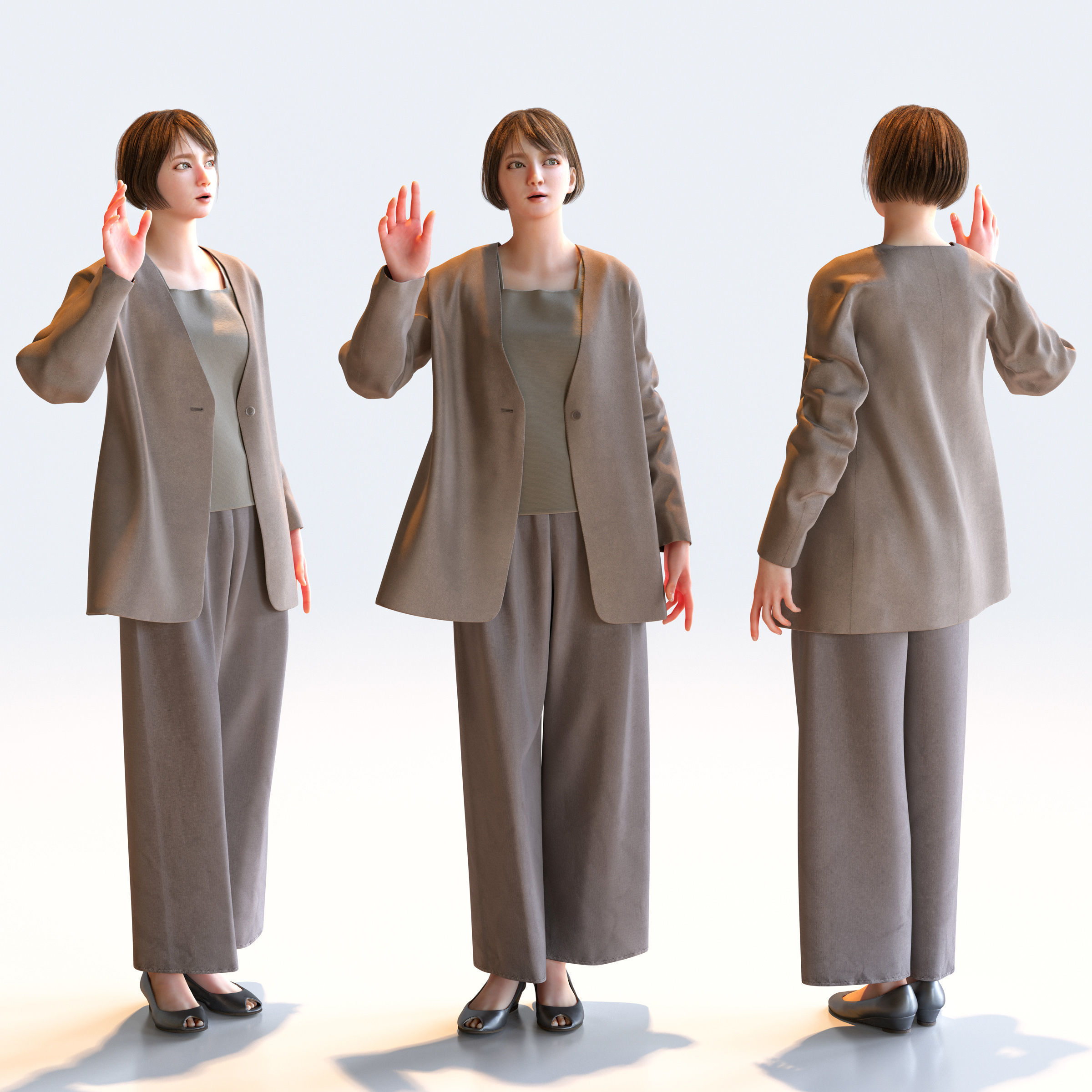 Posed Asian Smart Casual Woman - 5 Pack 5 - S1-F5H 3D model_5