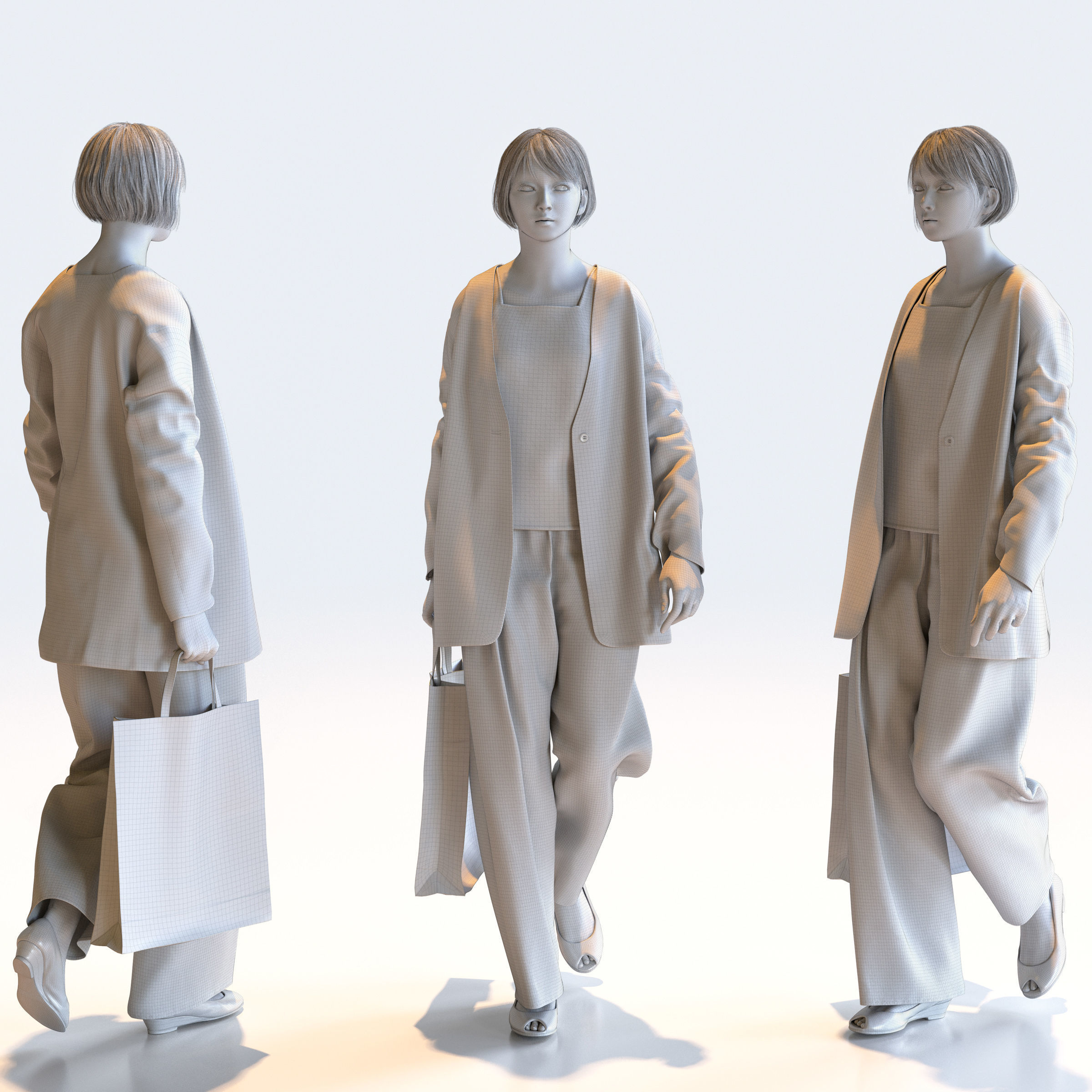 Posed Asian Smart Casual Woman - 5 Pack 5 - S1-F5H 3D model_15