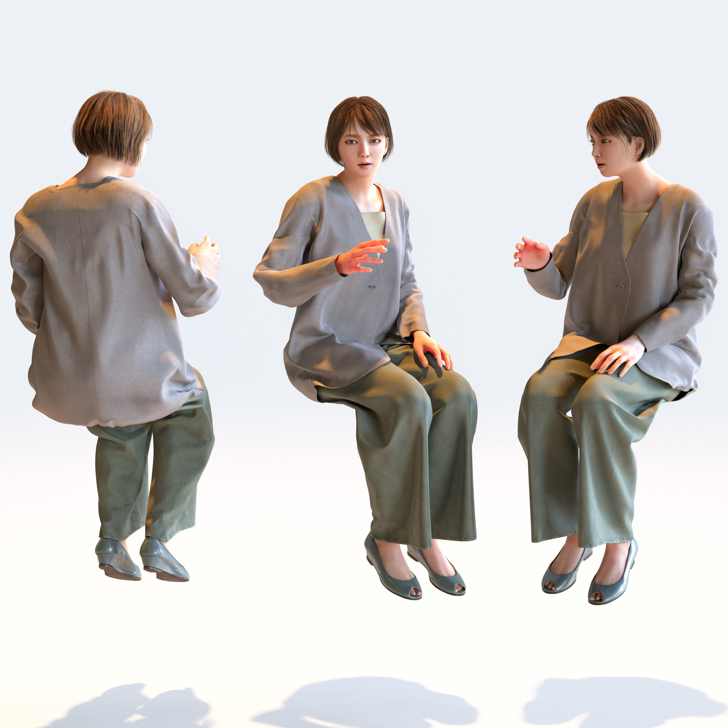 Posed Asian Smart Casual Woman - 5 Pack 5 - S1-F5H 3D model_8