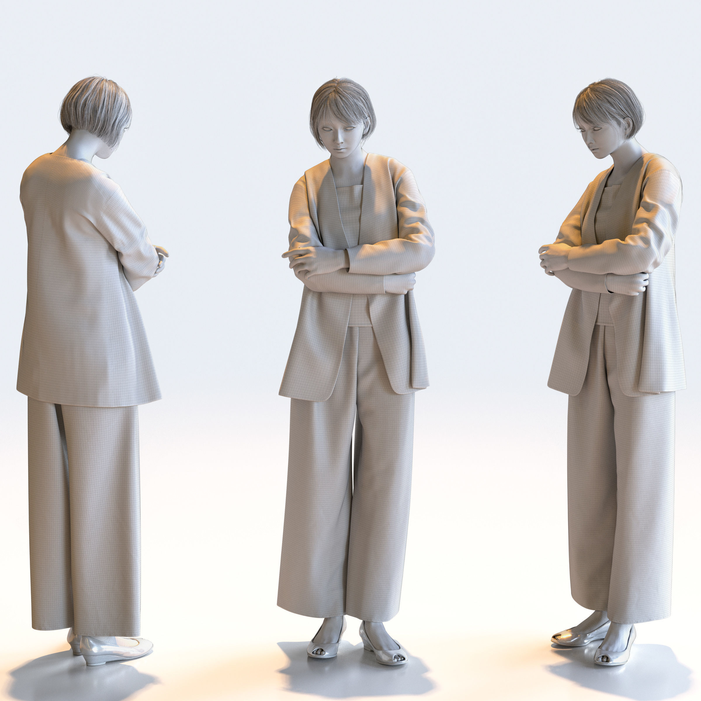 Posed Asian Smart Casual Woman - 5 Pack 5 - S1-F5H 3D model_3