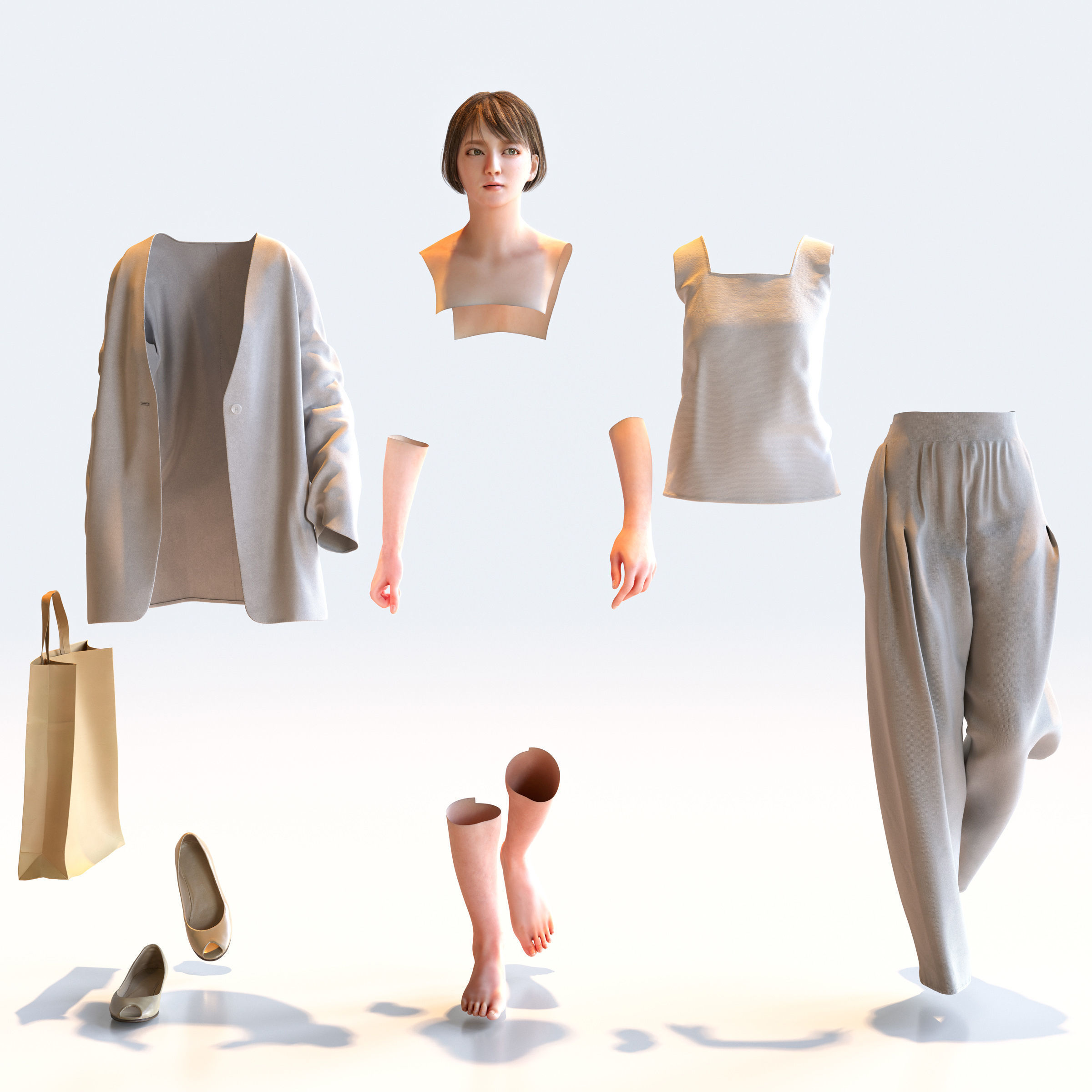 Posed Asian Smart Casual Woman - 5 Pack 5 - S1-F5H 3D model_17