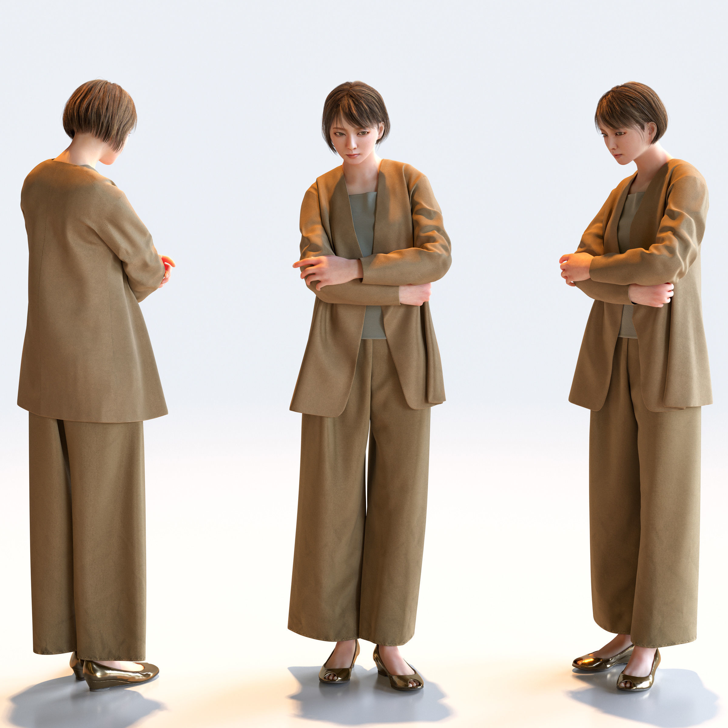 Posed Asian Smart Casual Woman - 5 Pack 5 - S1-F5H 3D model_2