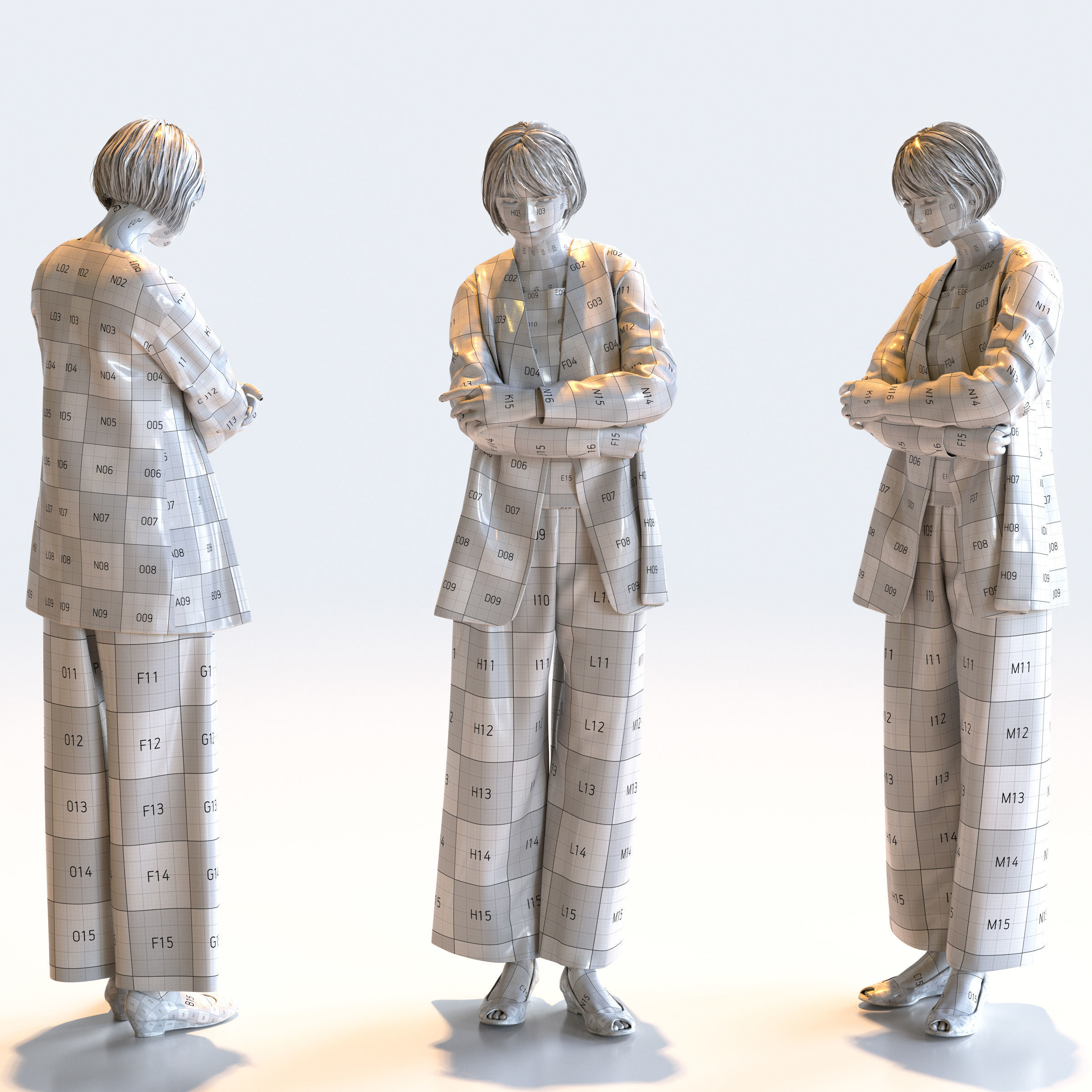 Posed Asian Smart Casual Woman - 5 Pack 5 - S1-F5H 3D model_4