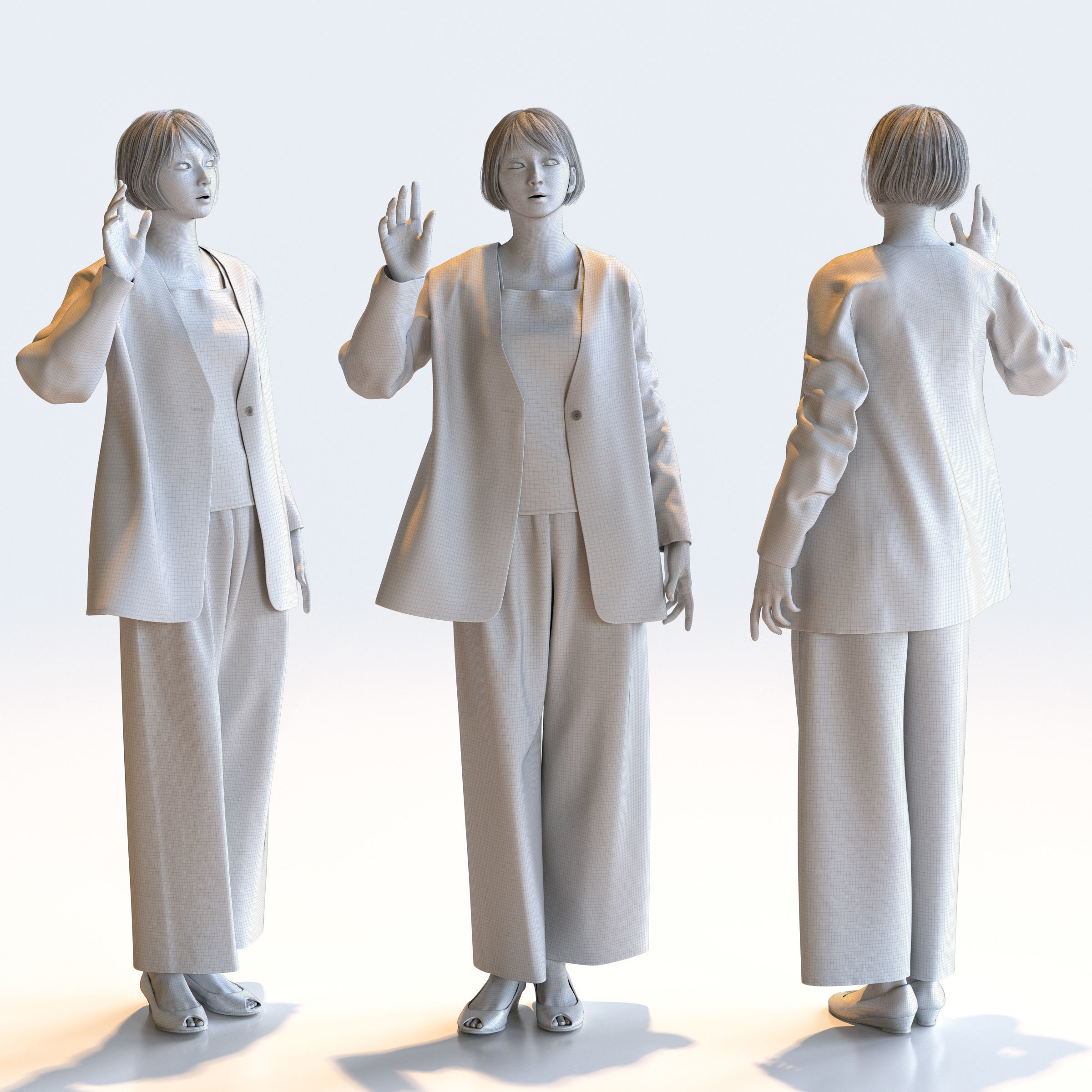 Posed Asian Smart Casual Woman - 5 Pack 5 - S1-F5H 3D model_6