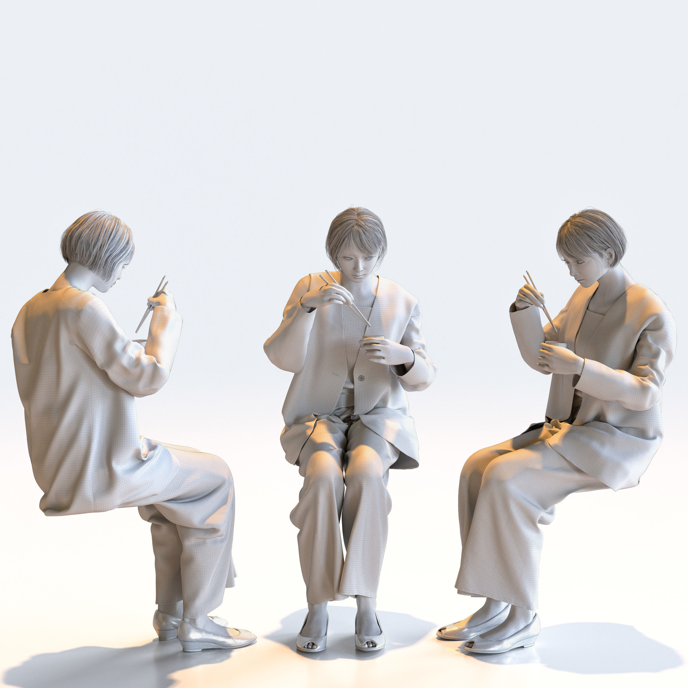Posed Asian Smart Casual Woman - 5 Pack 5 - S1-F5H 3D model_12