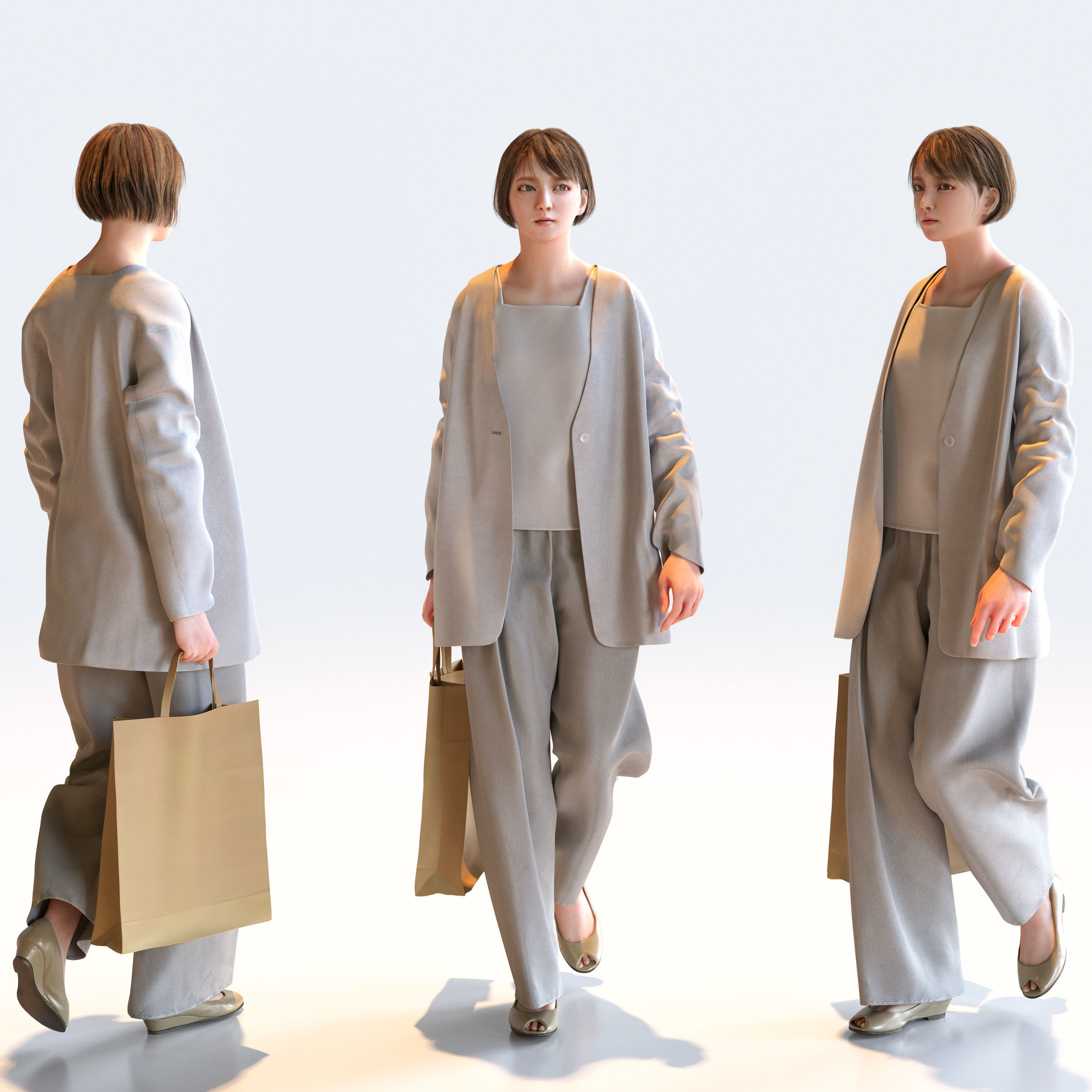 Posed Asian Smart Casual Woman - 5 Pack 5 - S1-F5H 3D model_14