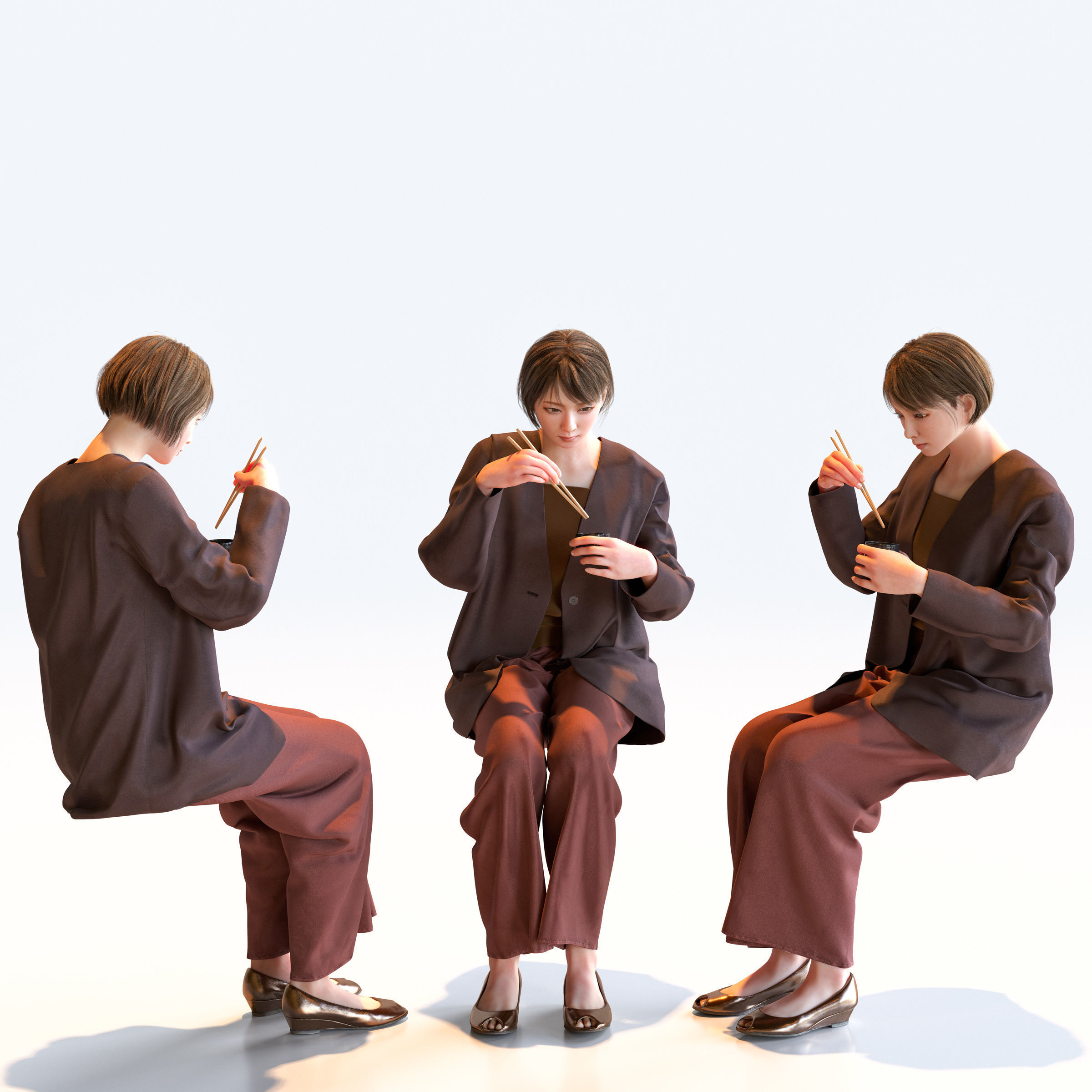 Posed Asian Smart Casual Woman - 5 Pack 5 - S1-F5H 3D model_11