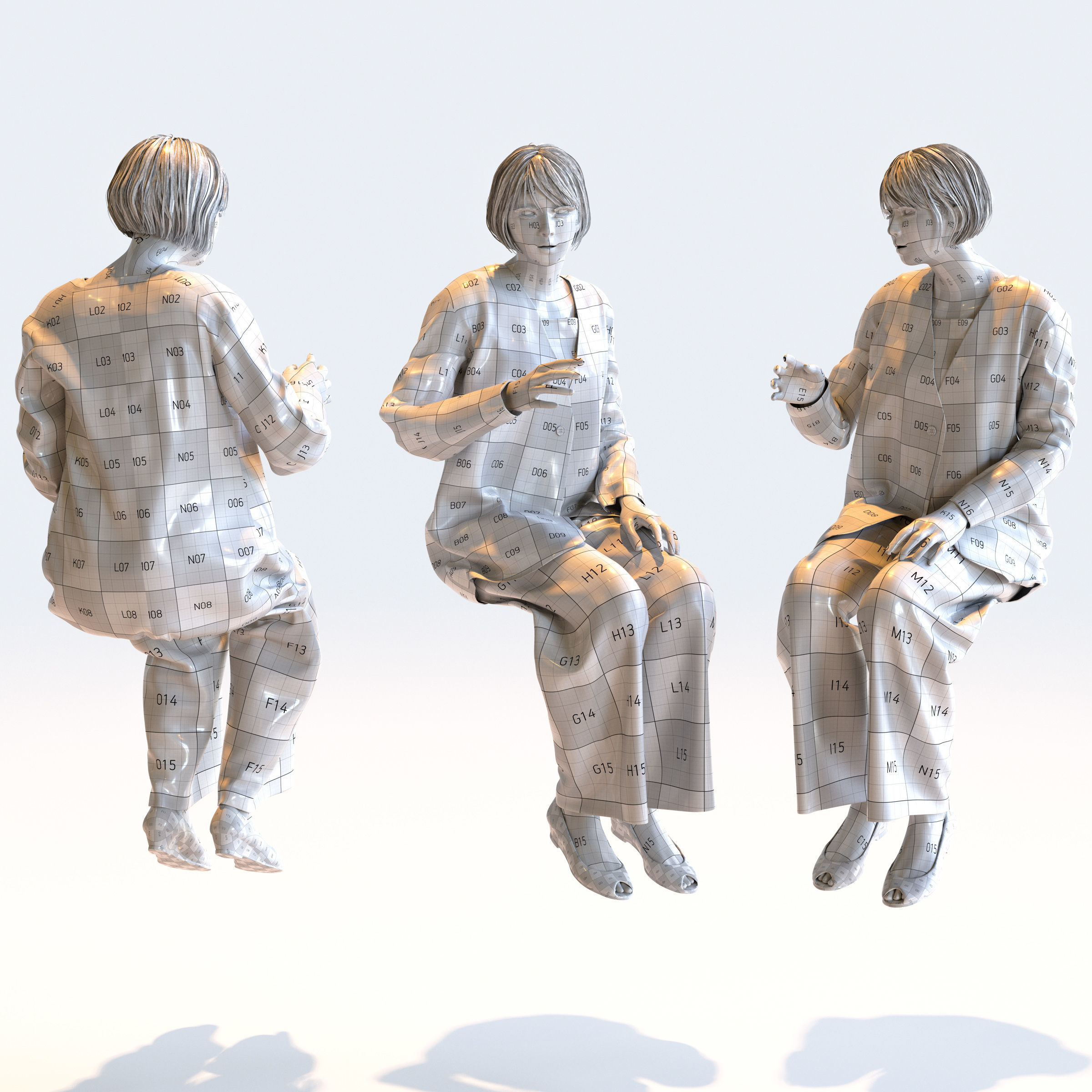 Posed Asian Smart Casual Woman - 5 Pack 5 - S1-F5H 3D model_10