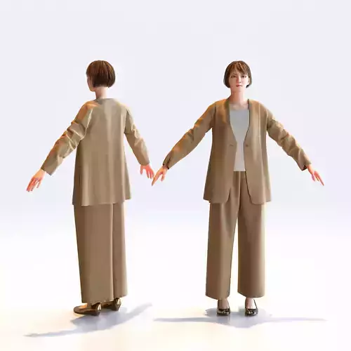 Asian Smart Casual Woman in A-pose 5 - S1-F5H A