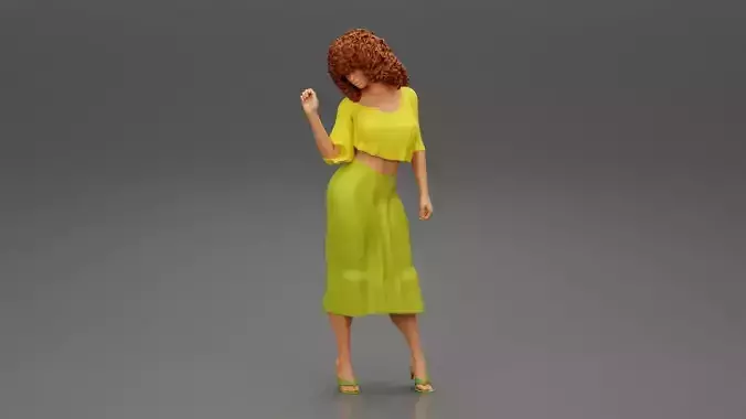 Attractive Girl With Curly Hair Posing 3D print model