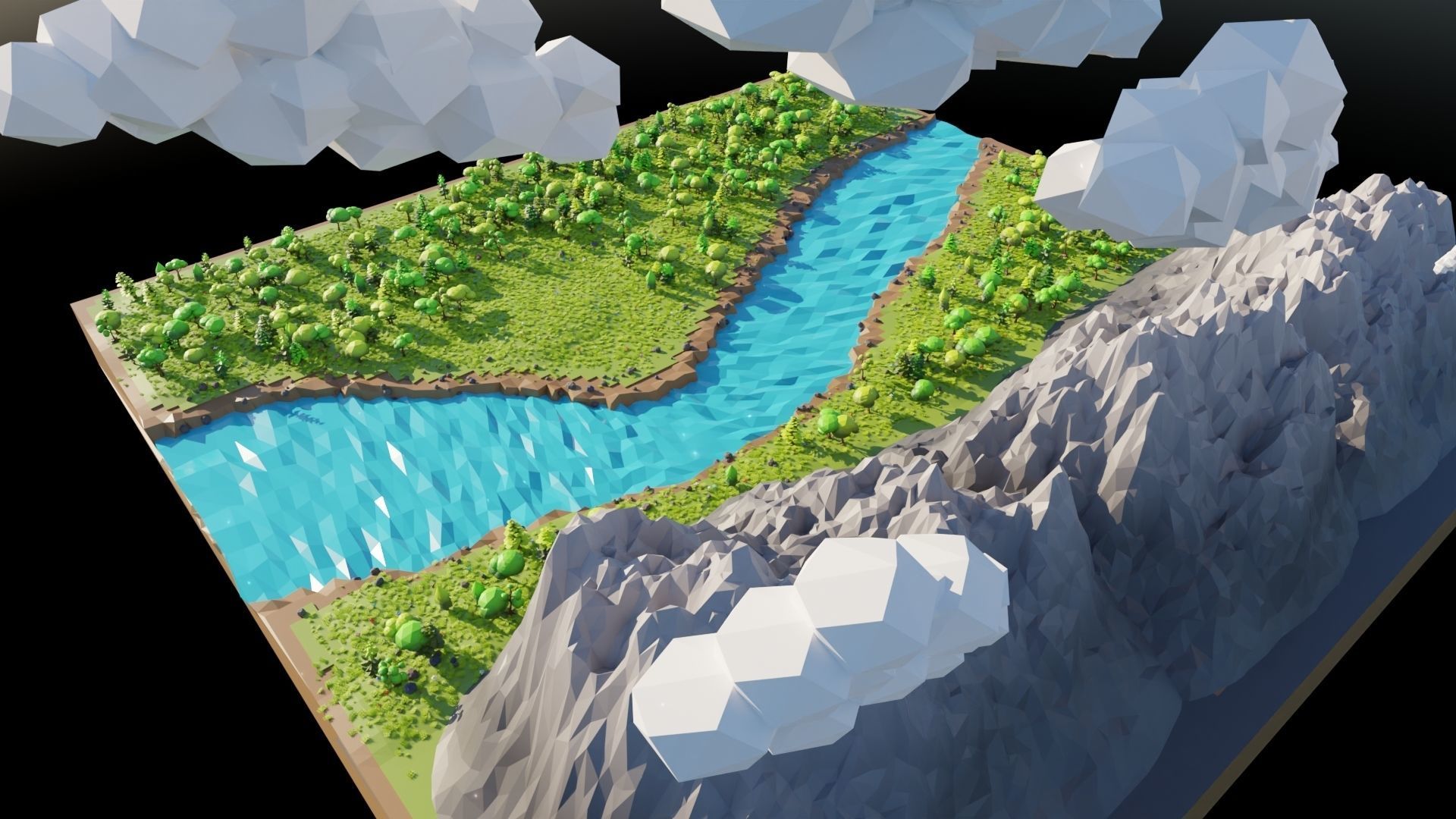 Mountain Scene  Low-poly 3D model_15