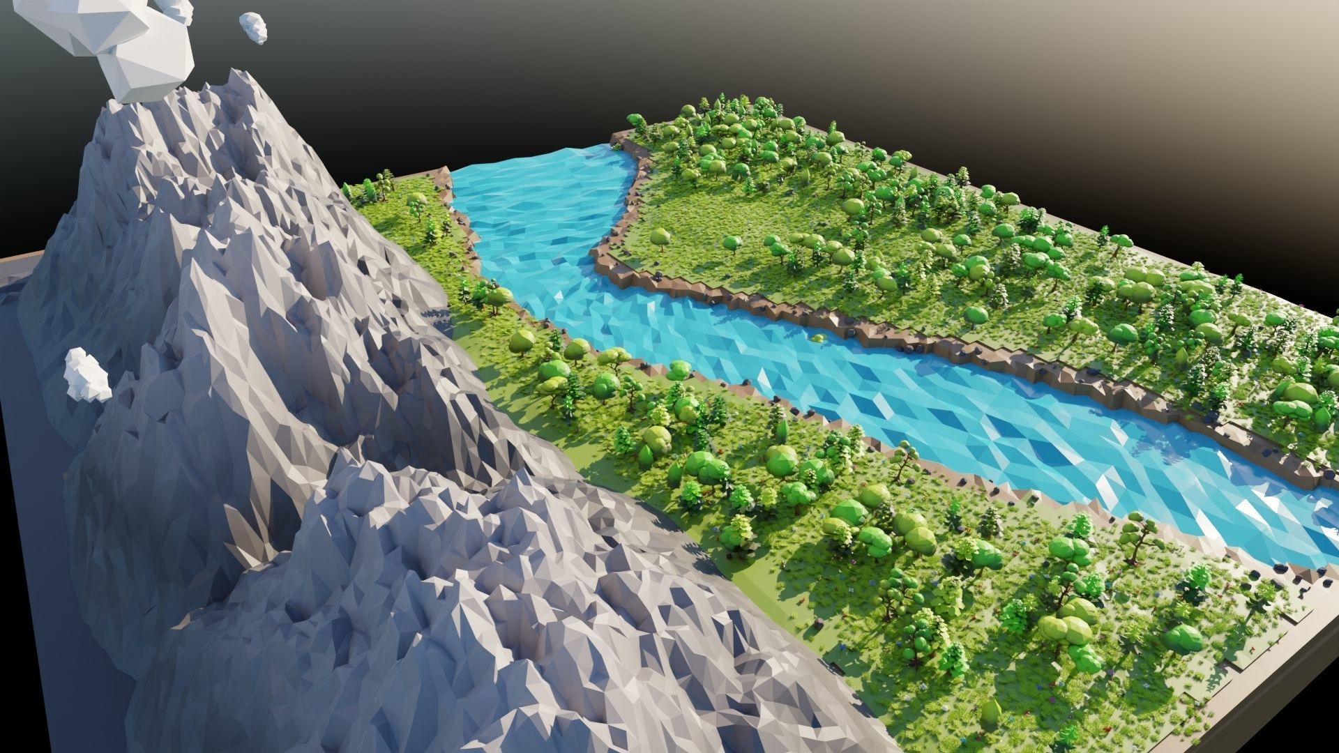 Mountain Scene  Low-poly 3D model_14