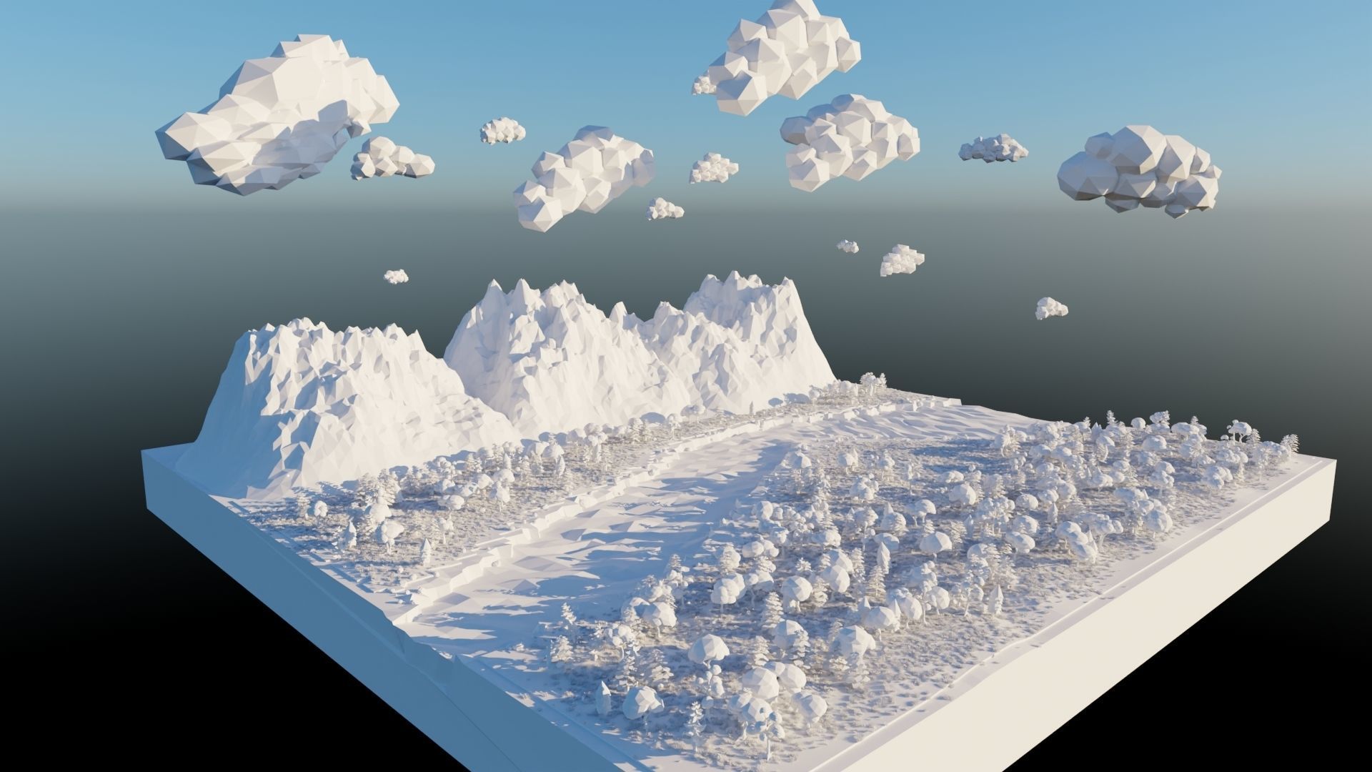 Mountain Scene  Low-poly 3D model_19