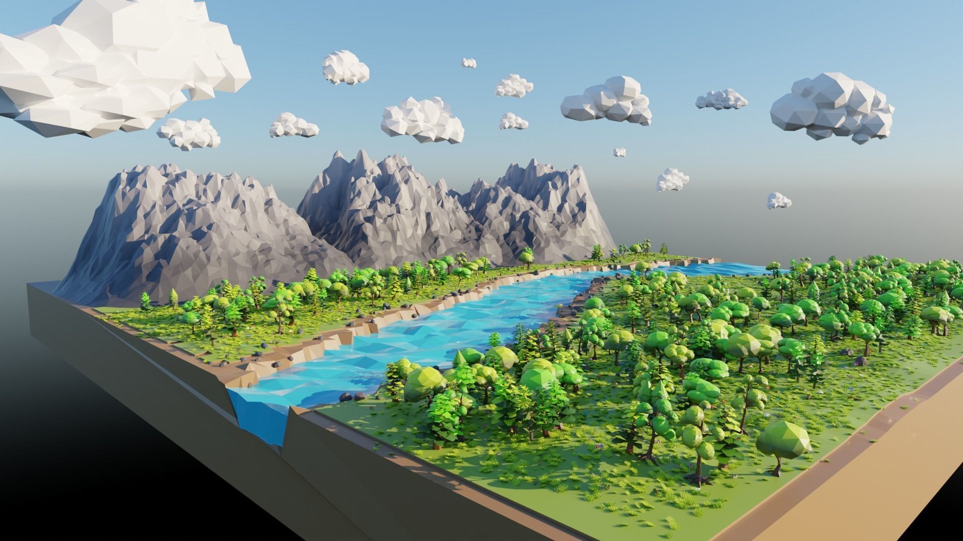 Mountain Scene  Low-poly 3D model_17