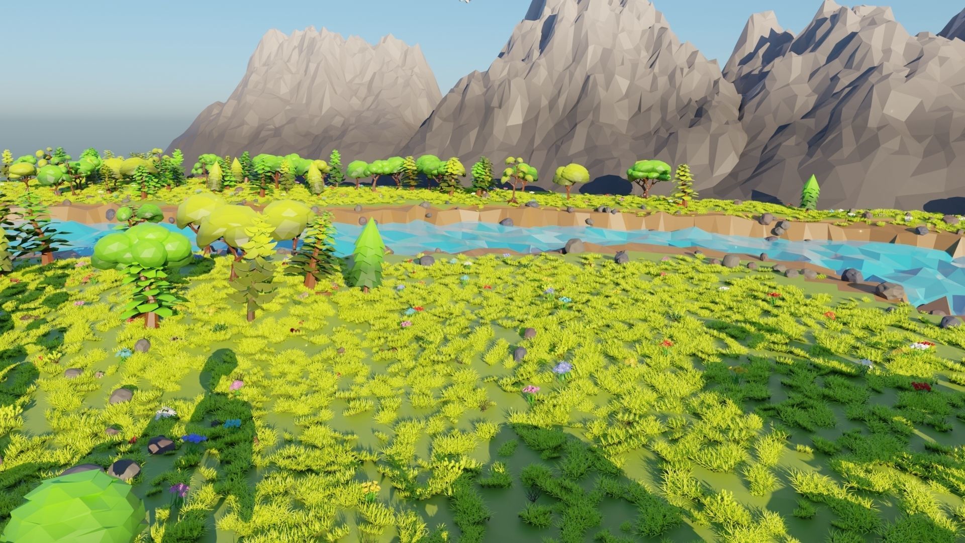 Mountain Scene  Low-poly 3D model_9