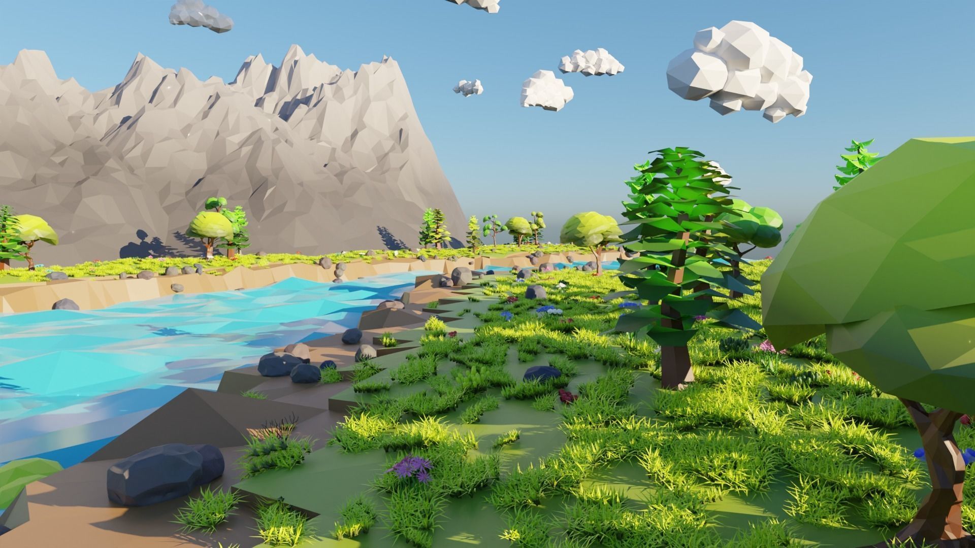 Mountain Scene  Low-poly 3D model_4