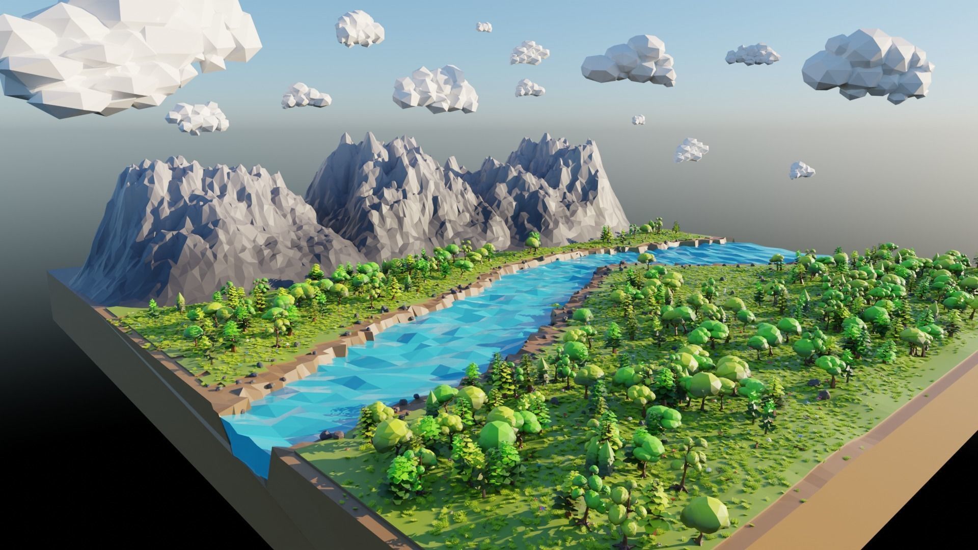 Mountain Scene  Low-poly 3D model_18