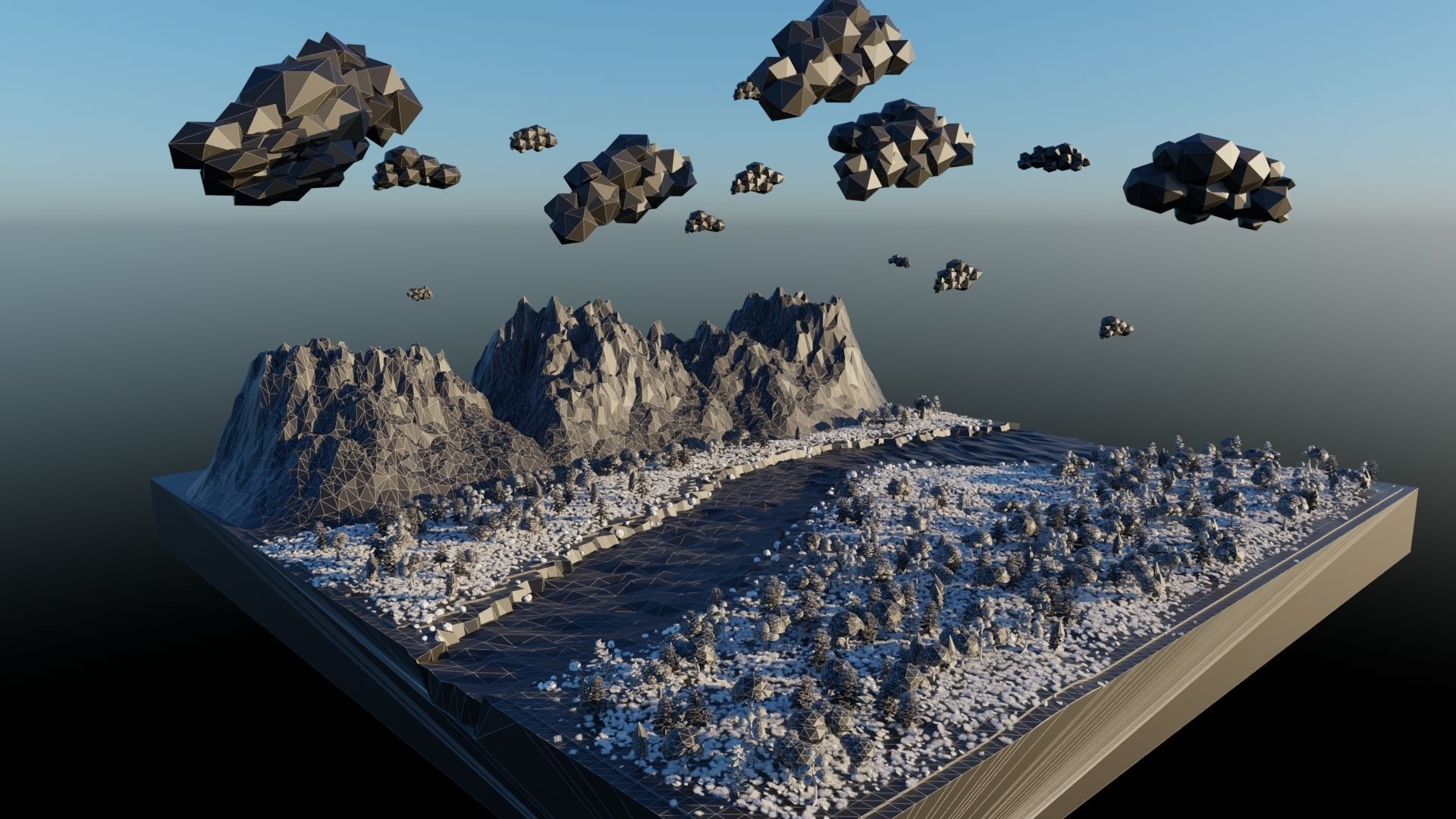 Mountain Scene  Low-poly 3D model_20