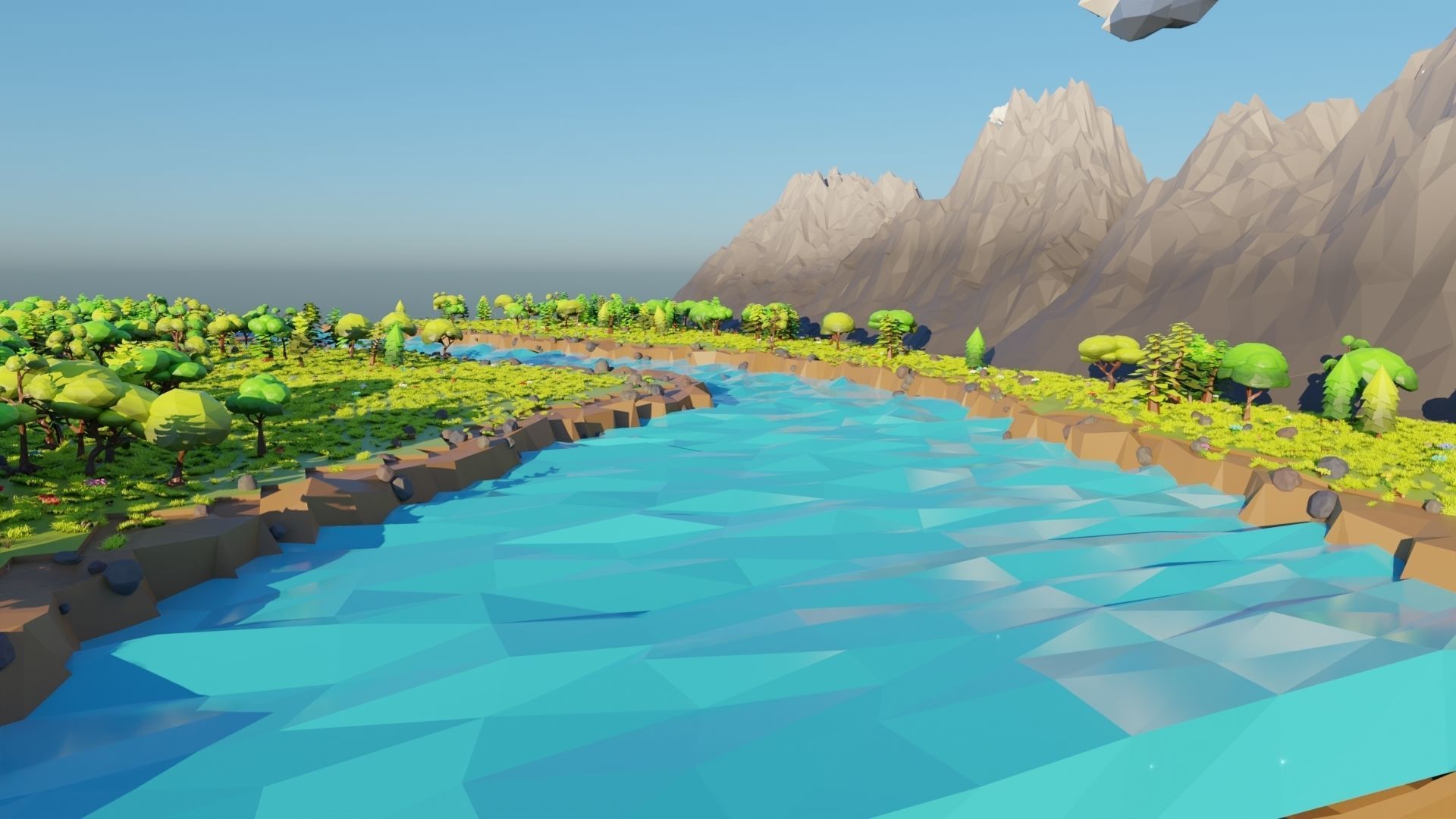 Mountain Scene  Low-poly 3D model_8