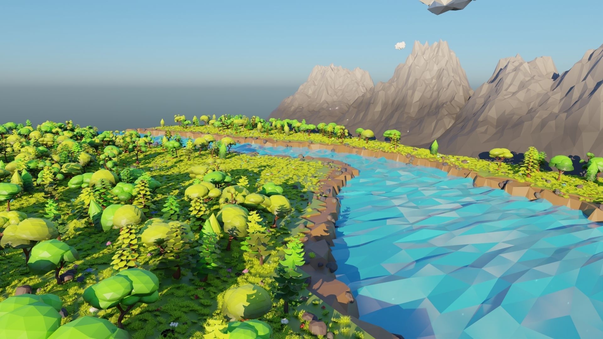 Mountain Scene  Low-poly 3D model_16