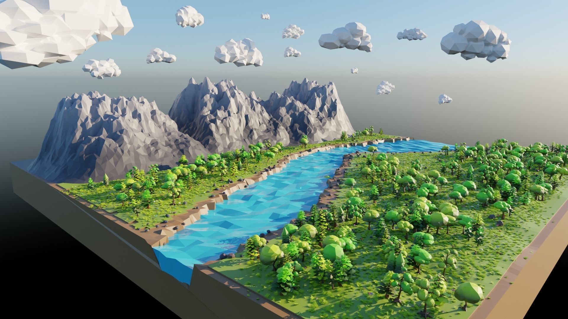 Mountain Scene  Low-poly 3D model_7