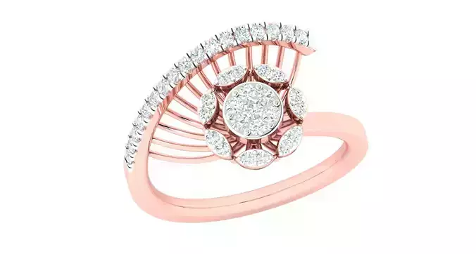 Solitaire Engagement Wedding Ring Cluster Flower Ring