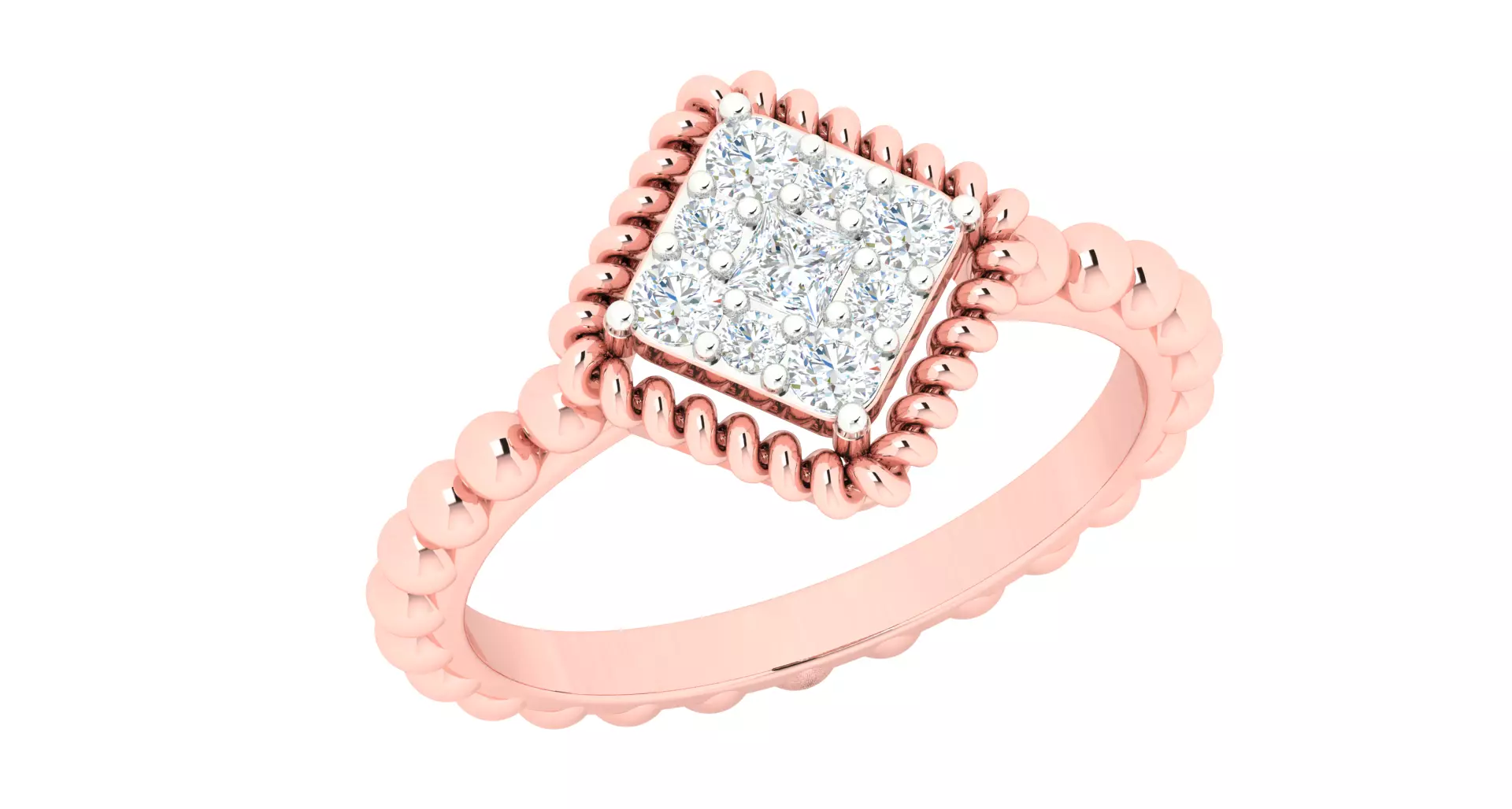 Solitaire Engagement Wedding Ring Cluster Flower Ring 3D print model_0