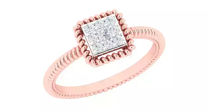 Solitaire Engagement Wedding Ring Cluster Flower Ring 3D print model