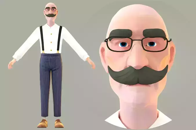 cartoon uncle Low-poly 3D model