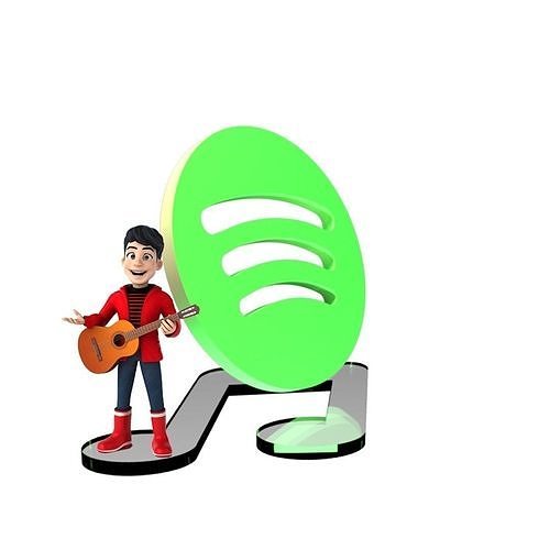 Spotify logo Icon Low-poly 3D model Low-poly 3D model