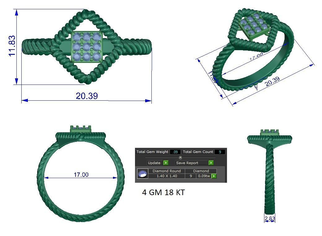 Solitaire Engagement Wedding Ring 3D print model_1