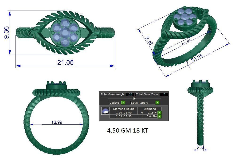Solitaire Engagement Wedding Ring 3D print model_1