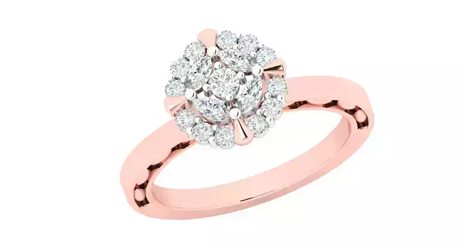 Solitaire Engagement Wedding Ring Cluster Flower Ring