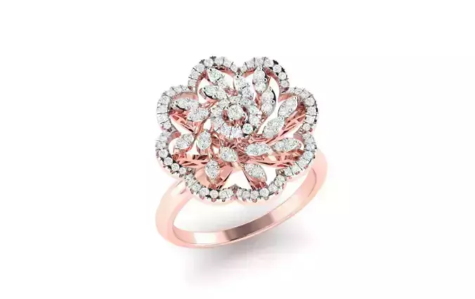 Solitaire Engagement Wedding Ring Cluster Flower Ring