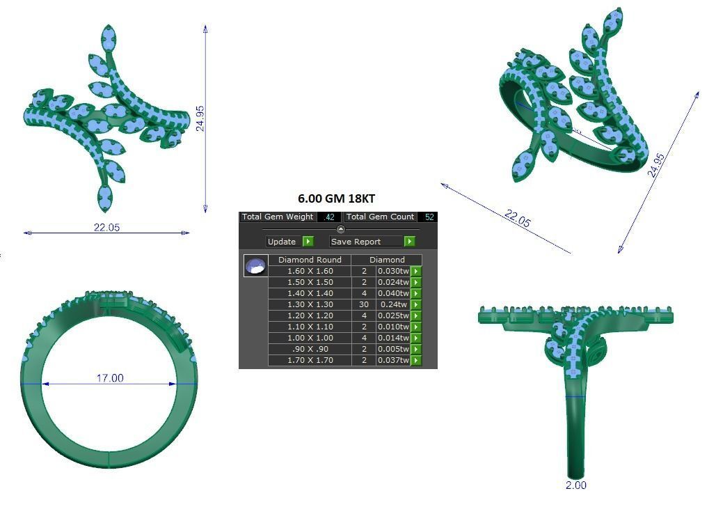 Solitaire Engagement Wedding Ring Open End Ring 3D print model_1