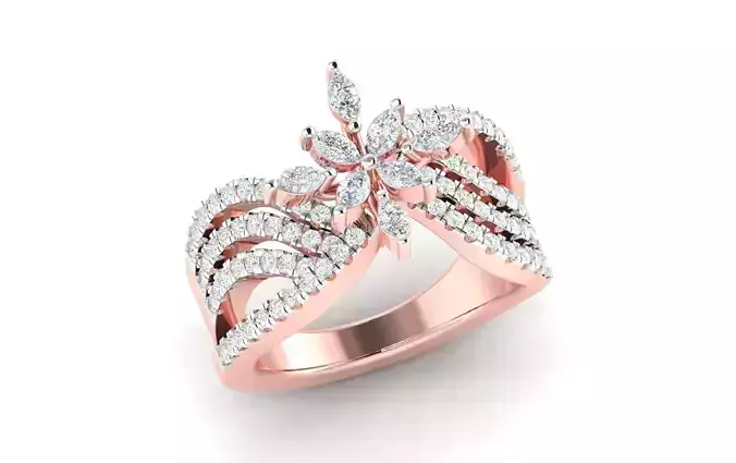 Solitaire Engagement Wedding Ring Cluster Flower Ring 3D print model