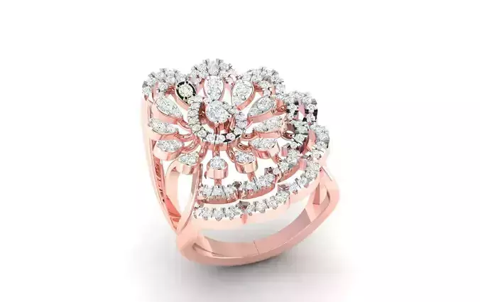 Solitaire Engagement Wedding Ring Cluster Flower Ring 3D print model