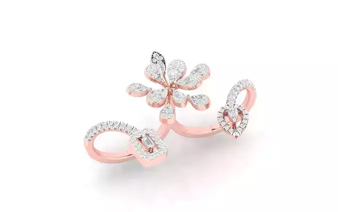 Solitaire Engagement Wedding Ring Cluster Flower Ring 3D print model