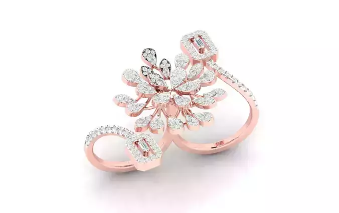 Solitaire Engagement Wedding Ring Cluster Flower Ring 3D print model