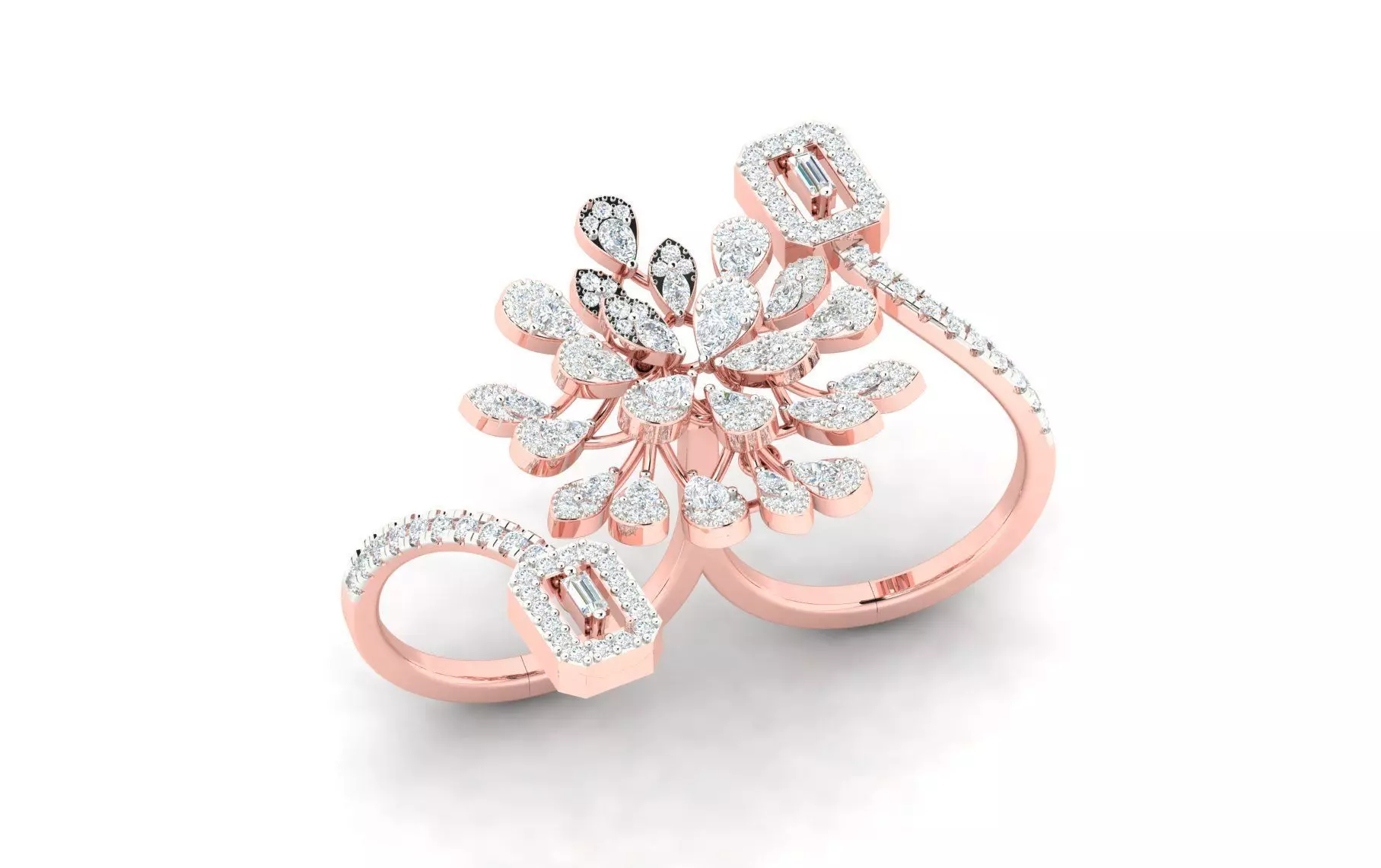 Solitaire Engagement Wedding Ring Cluster Flower Ring 3D print model_0