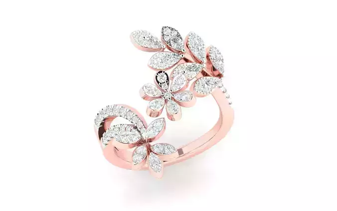 Solitaire Engagement Wedding Ring Open End Flower Ring