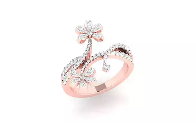 Solitaire Engagement Wedding Ring Cluster Flower Ring