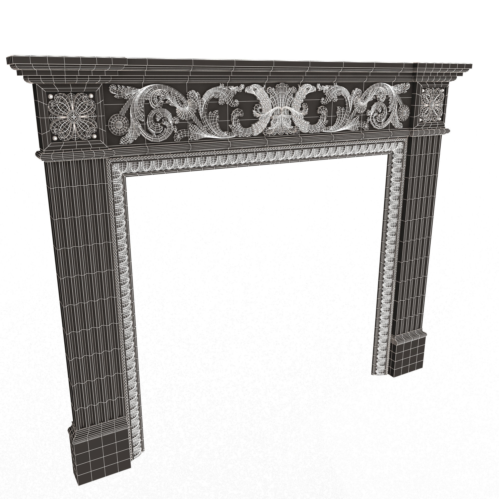 Classic Fireplace 03 Low-poly 3D model_13