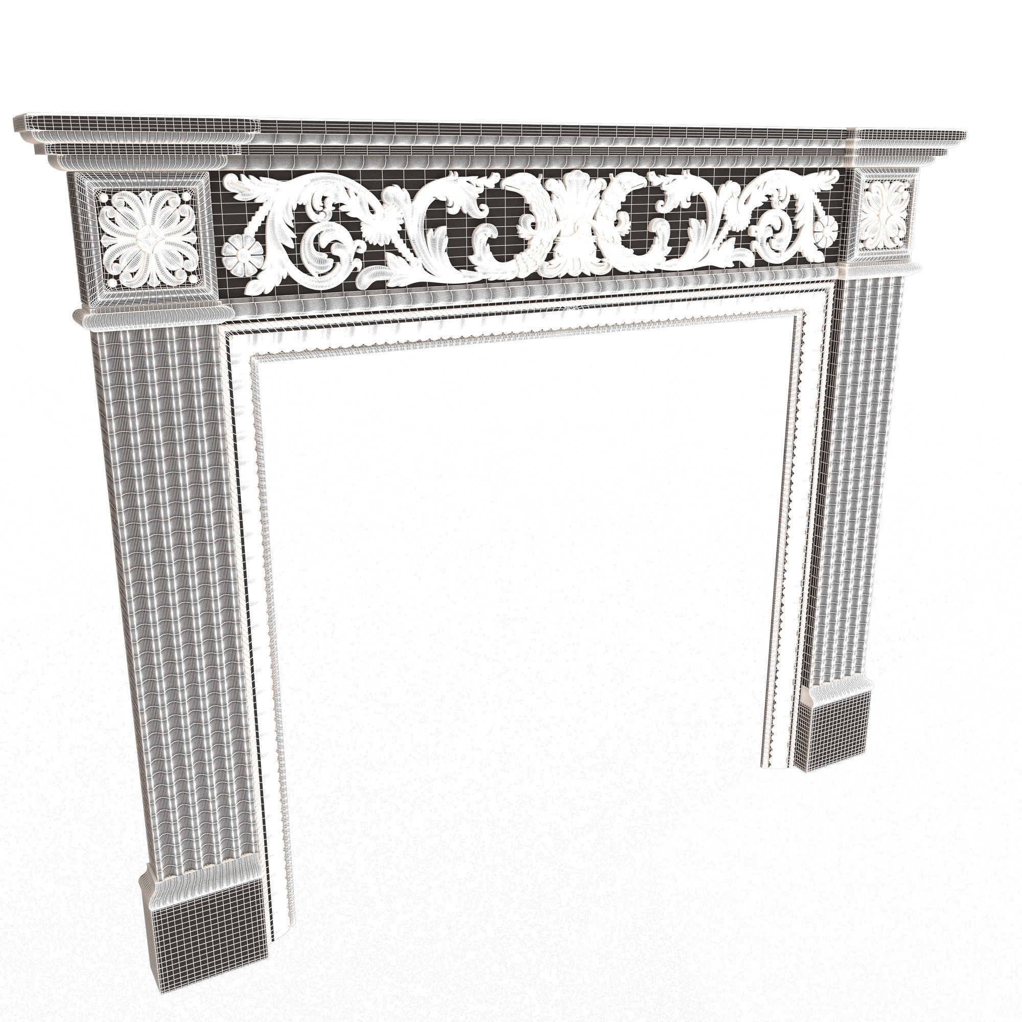 Classic Fireplace 03 Low-poly 3D model_7